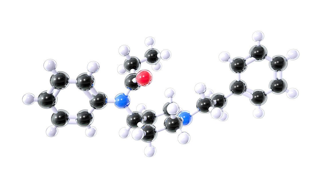 Fentanyl, molecular model