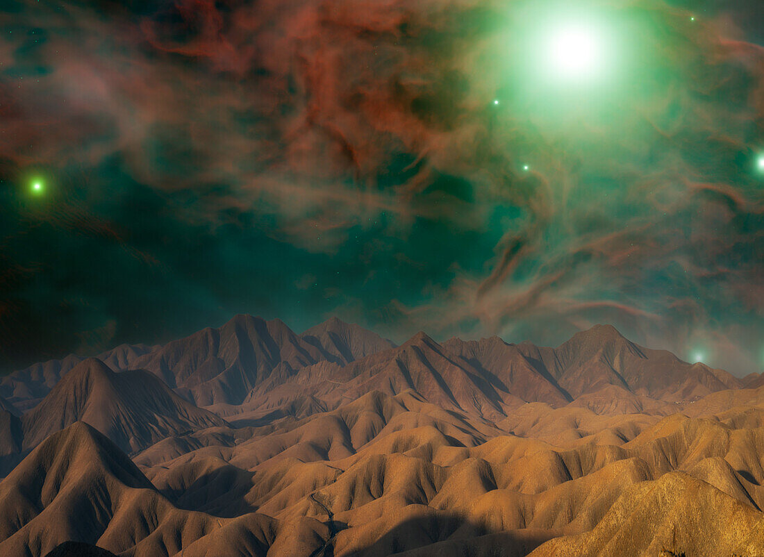 Night sky over mountains