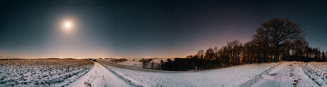 Snowy landscape at night