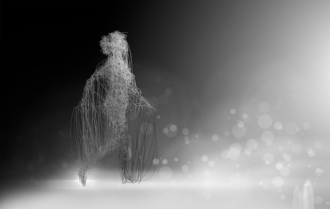 Woman made from wires, conceptual illustration