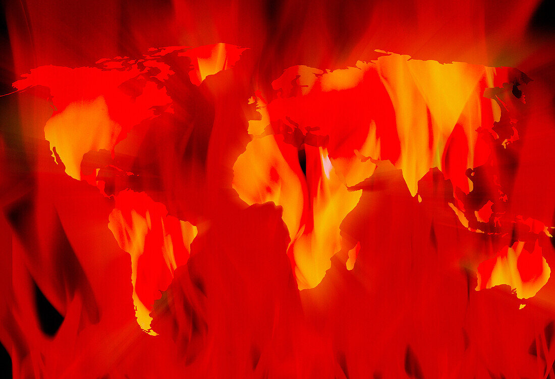 World on fire, conceptual illustration