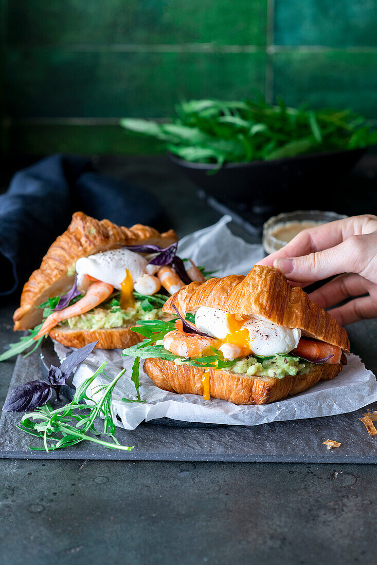 Poached egg croissants