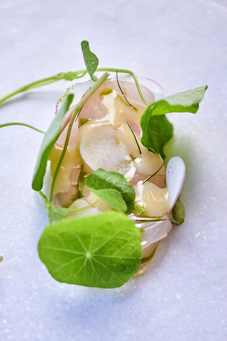 Sea bream ceviche with nasturtium