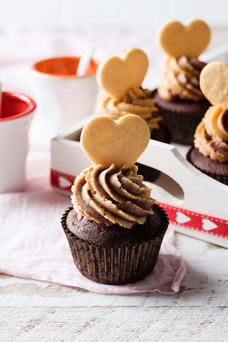 Chocolate Chip Cupcakes with Peanut Butter Cream
