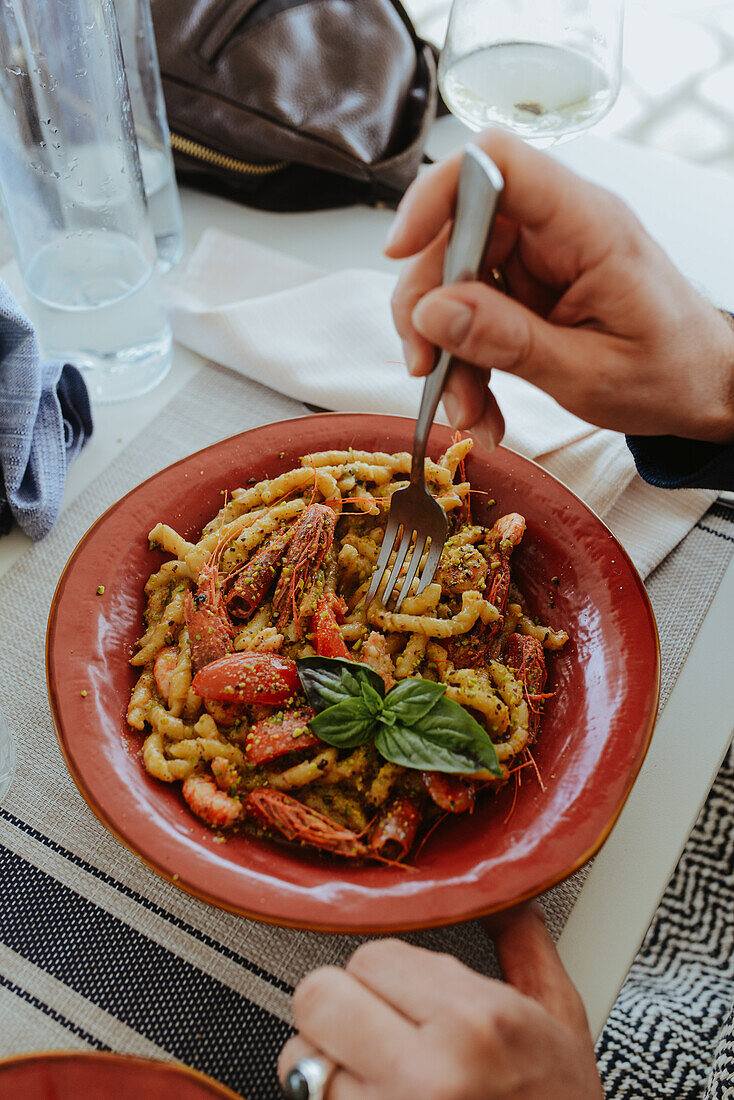 Pasta with shrimps