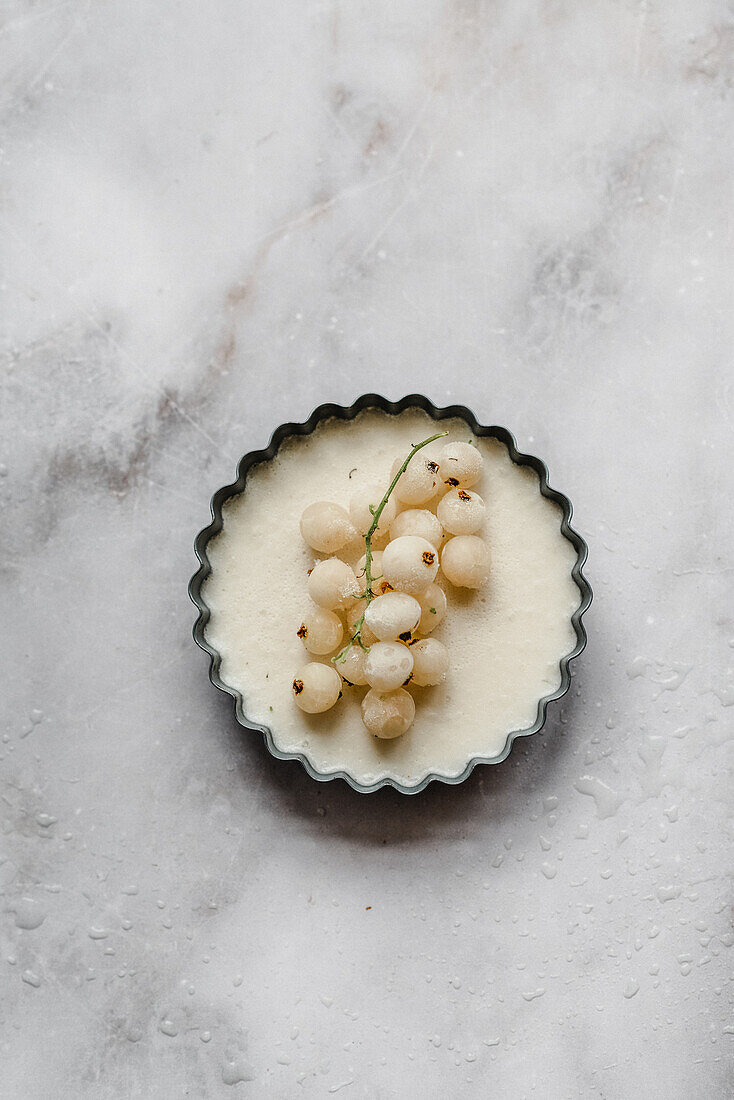 Panna Cotta mit weißen Johannisbeeren