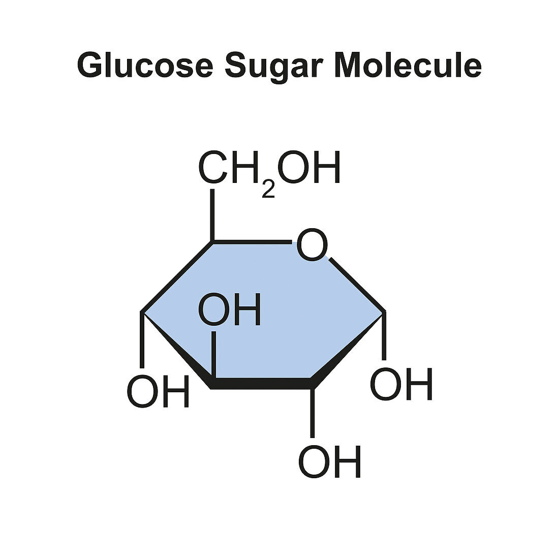 Glucose sugar molecule, illustration
