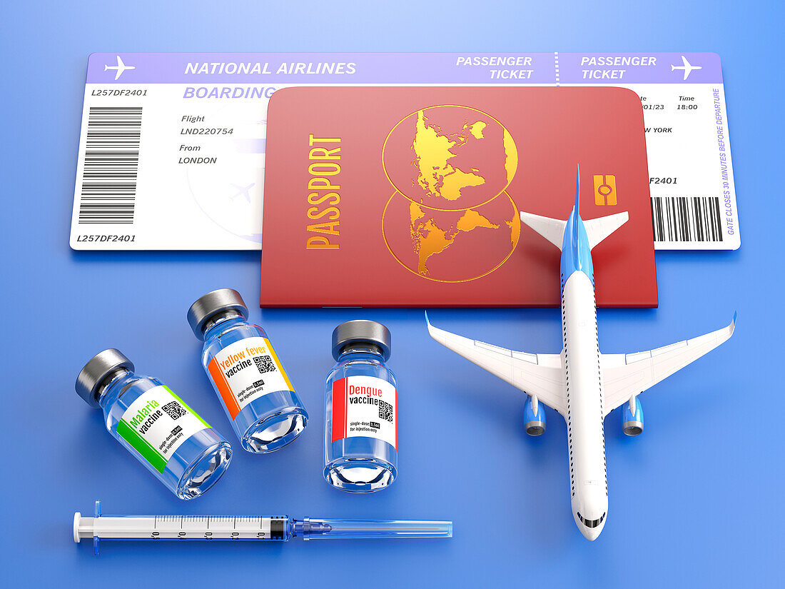 Vaccines for travel, illustration