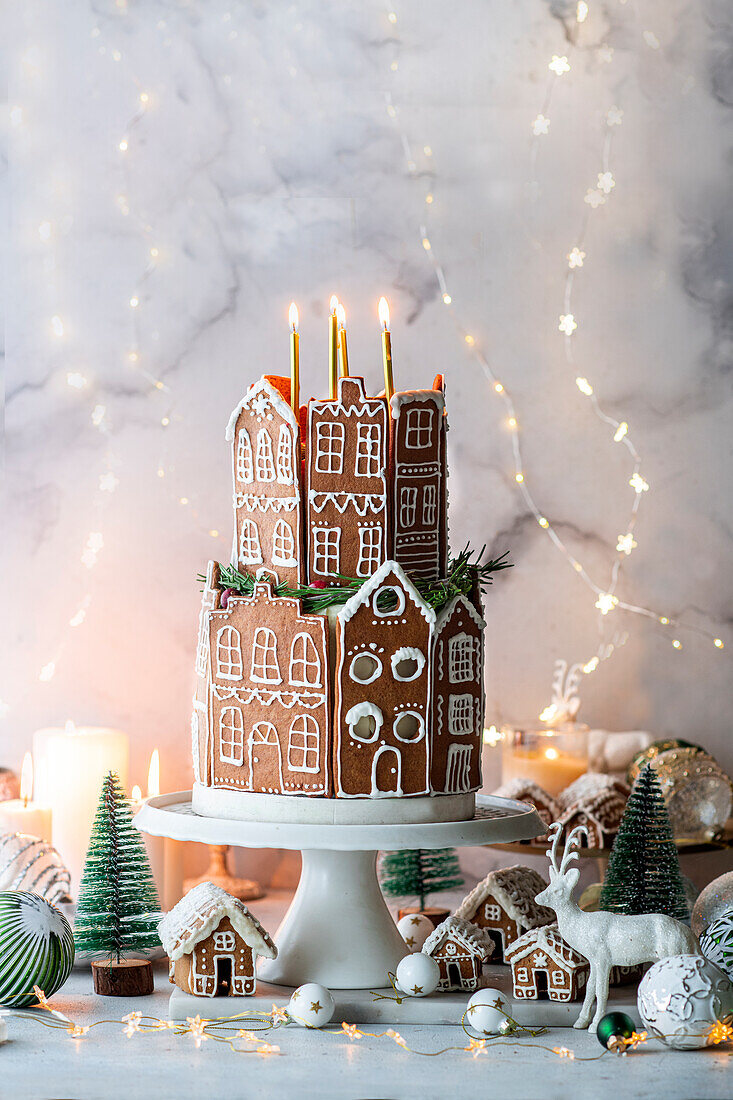 Two-tier gingerbread cake