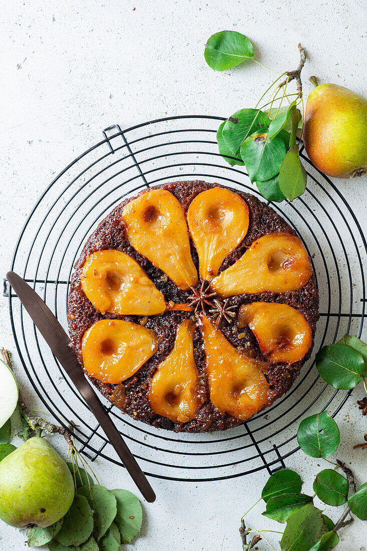 Upside down Birnenkuchen