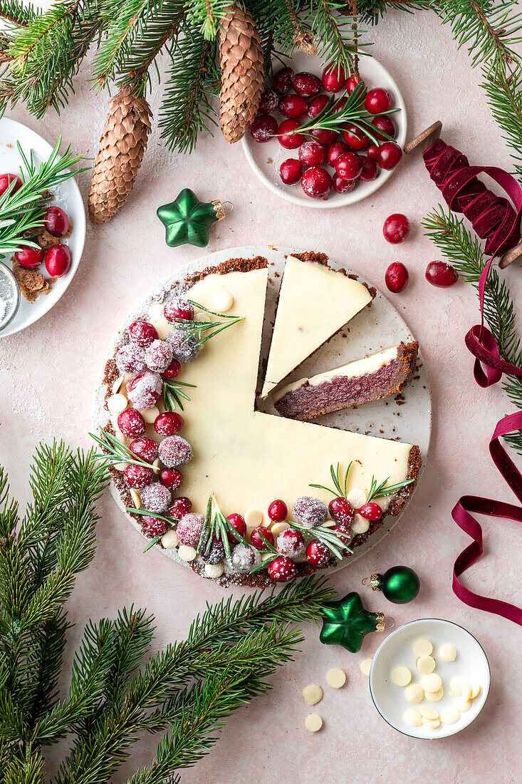 Cranberrykuchen mit weißer Schokolade