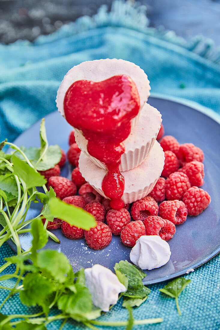 Raspberry cheesecake made in muffin tins