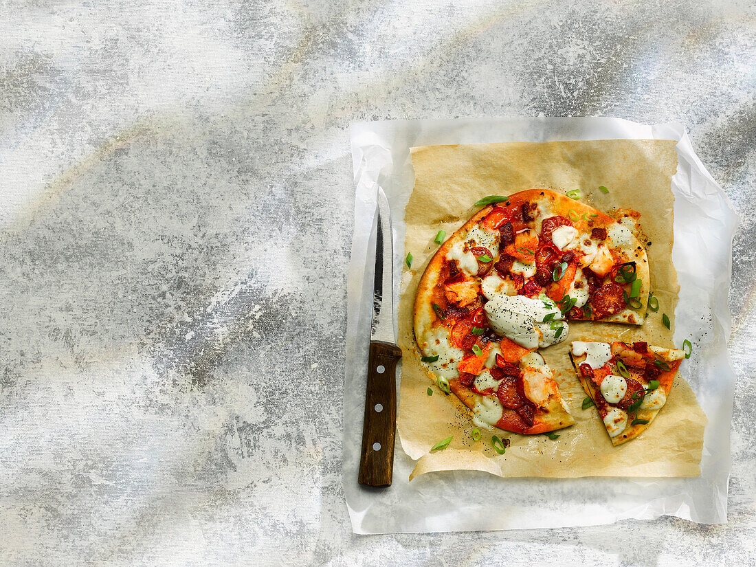 Flatbread Pizza with lobster and nduja