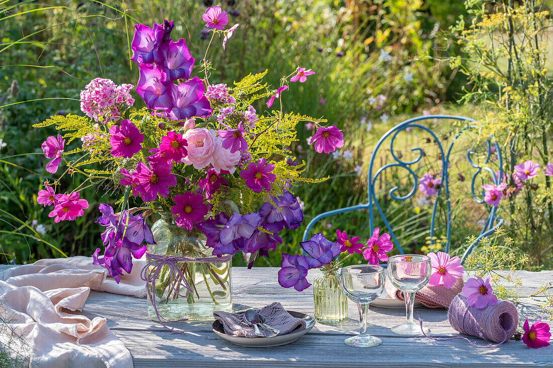 Bouquet of Gladiolus, phlox, and roses