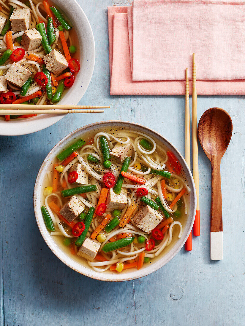 Ginger noodle soup with tofu