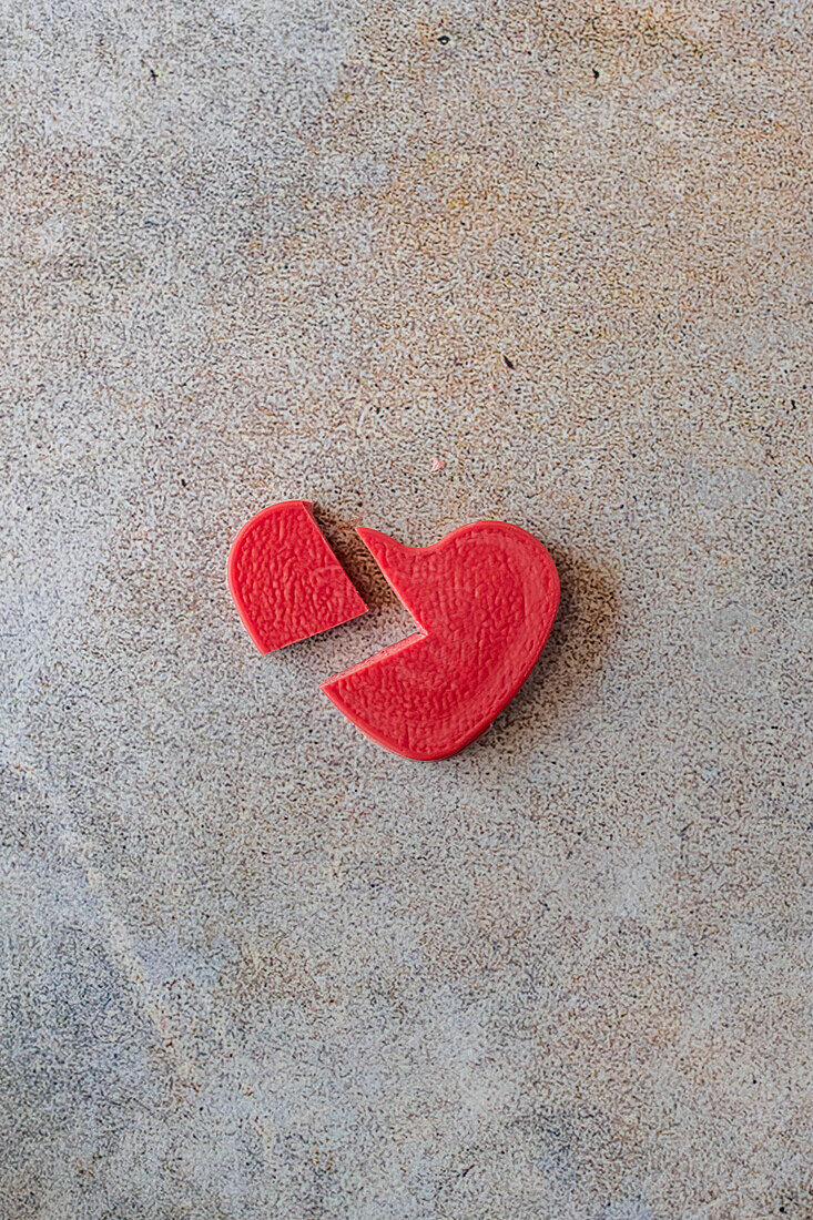 Broken red chocolate heart