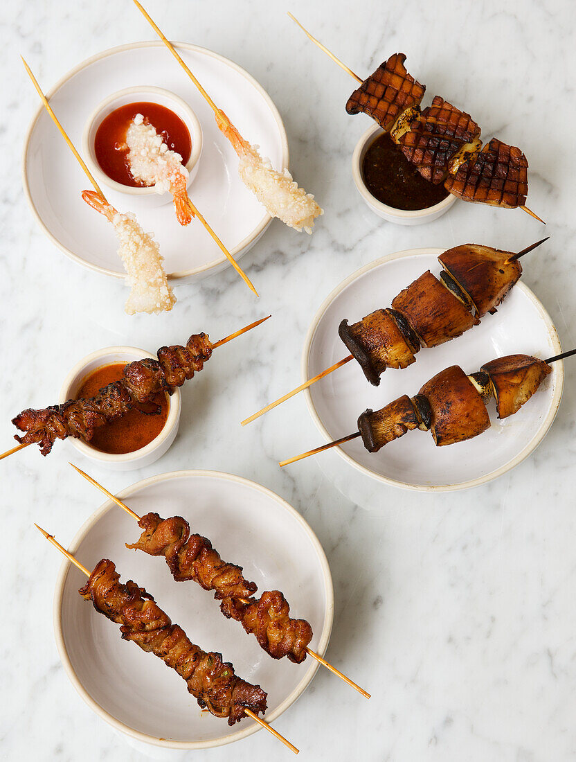 Assorted Asian skewers
