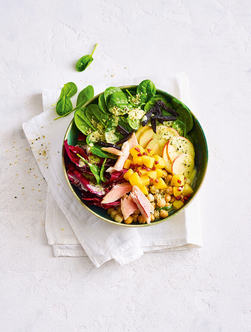 Protein Bowl with trout, potatoes and radicchio