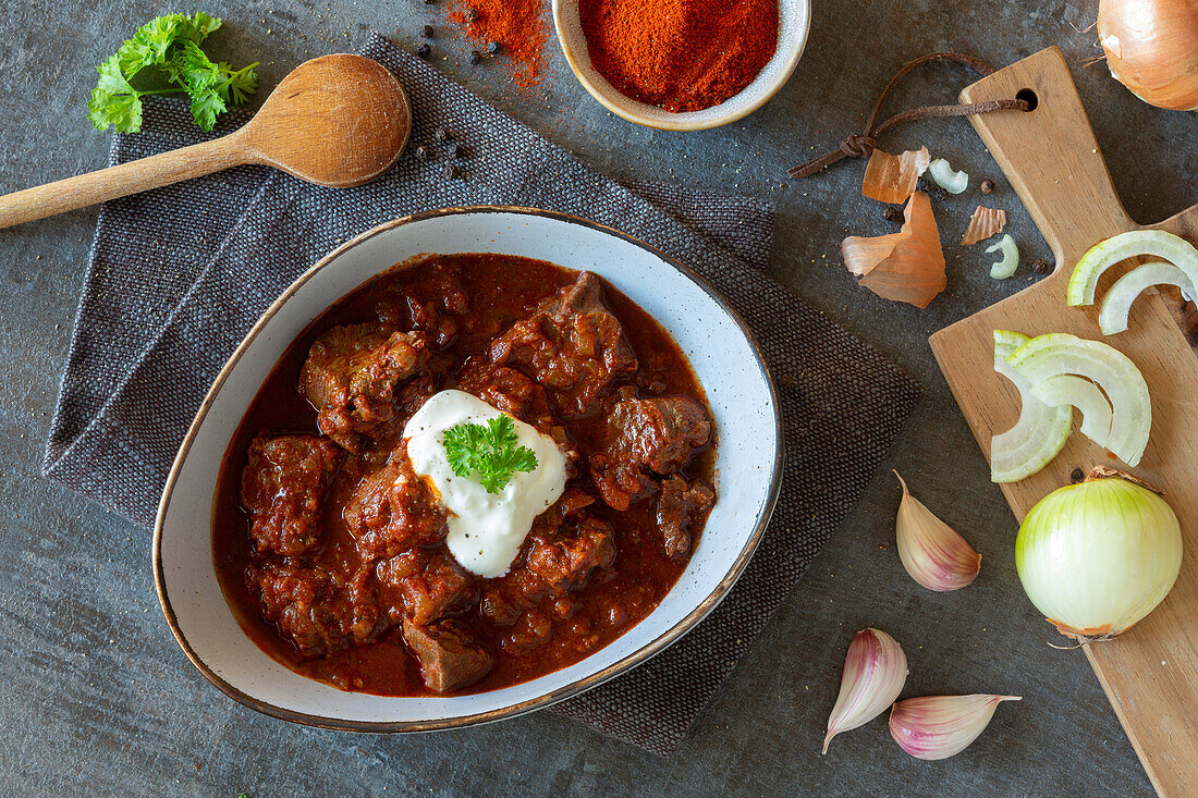 Viennese goulash with beef, onions and paprika