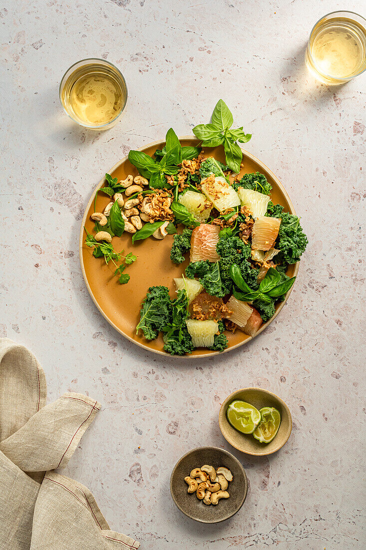 Thai inspired pomelo salad with kale