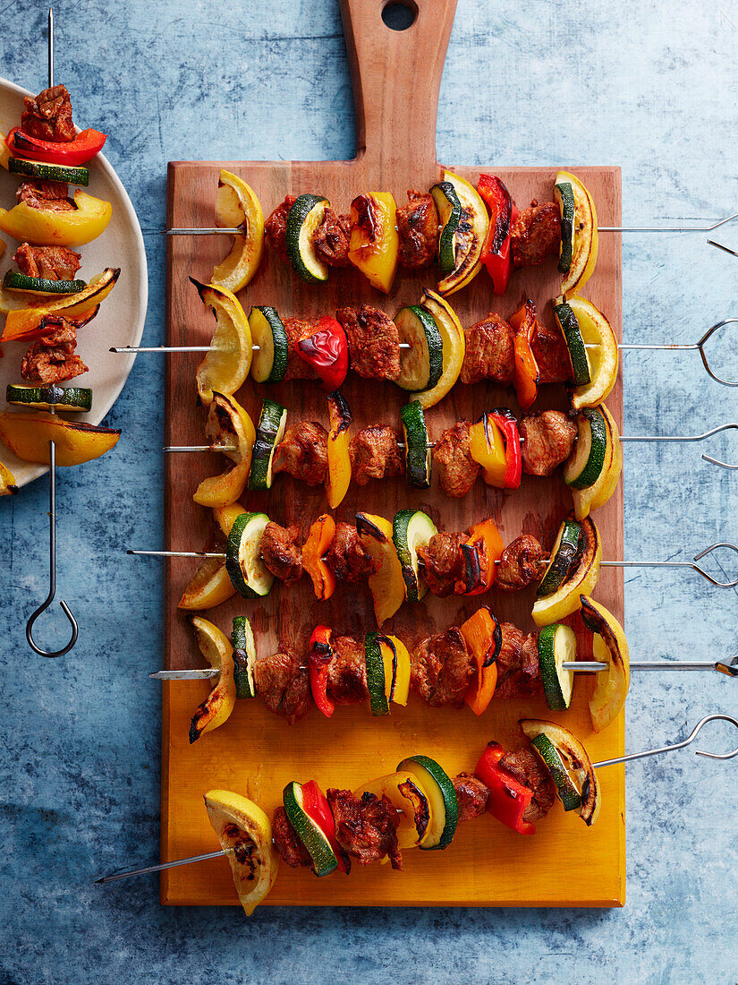 Lamb and vegetable skewers