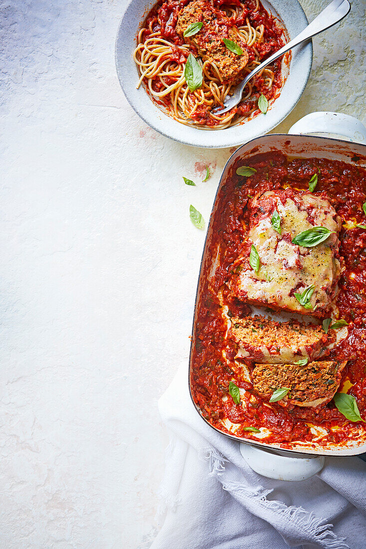 Meatloaf with spaghetti sauce and cheese