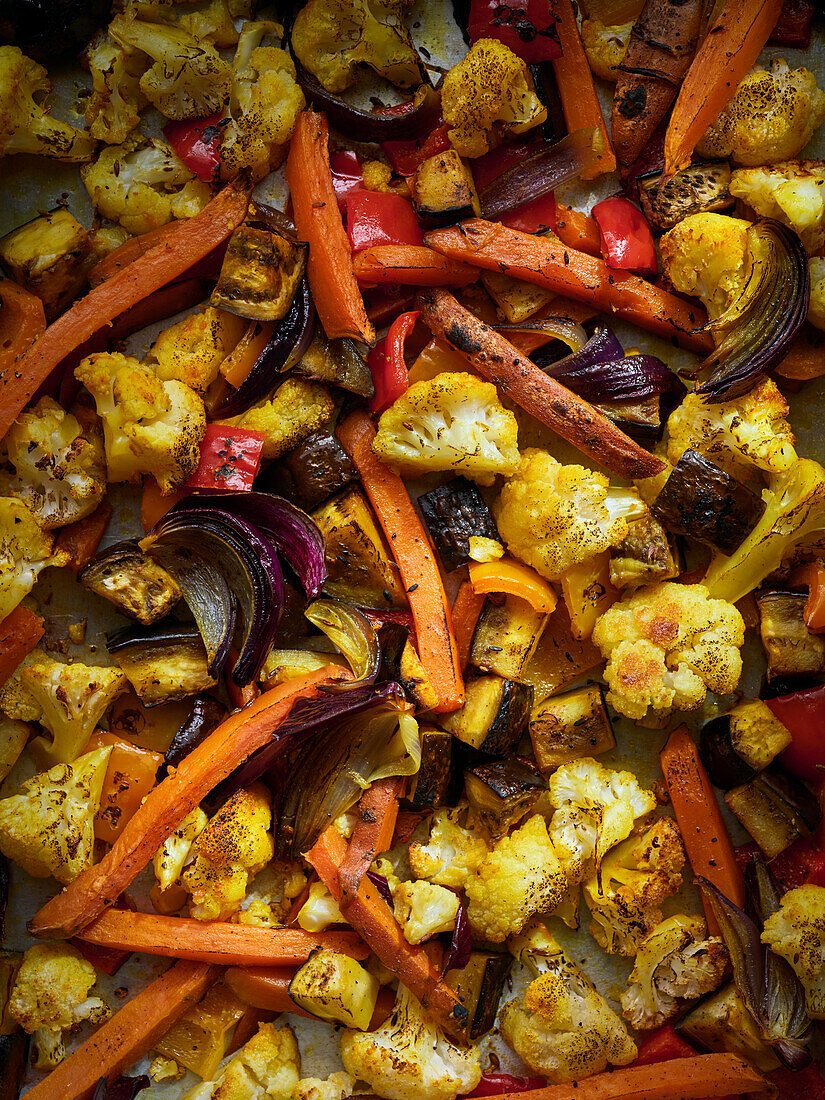 Spiced oven vegetables from the tray
