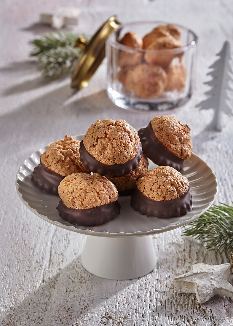 Coconut cookies dipped in chocolate