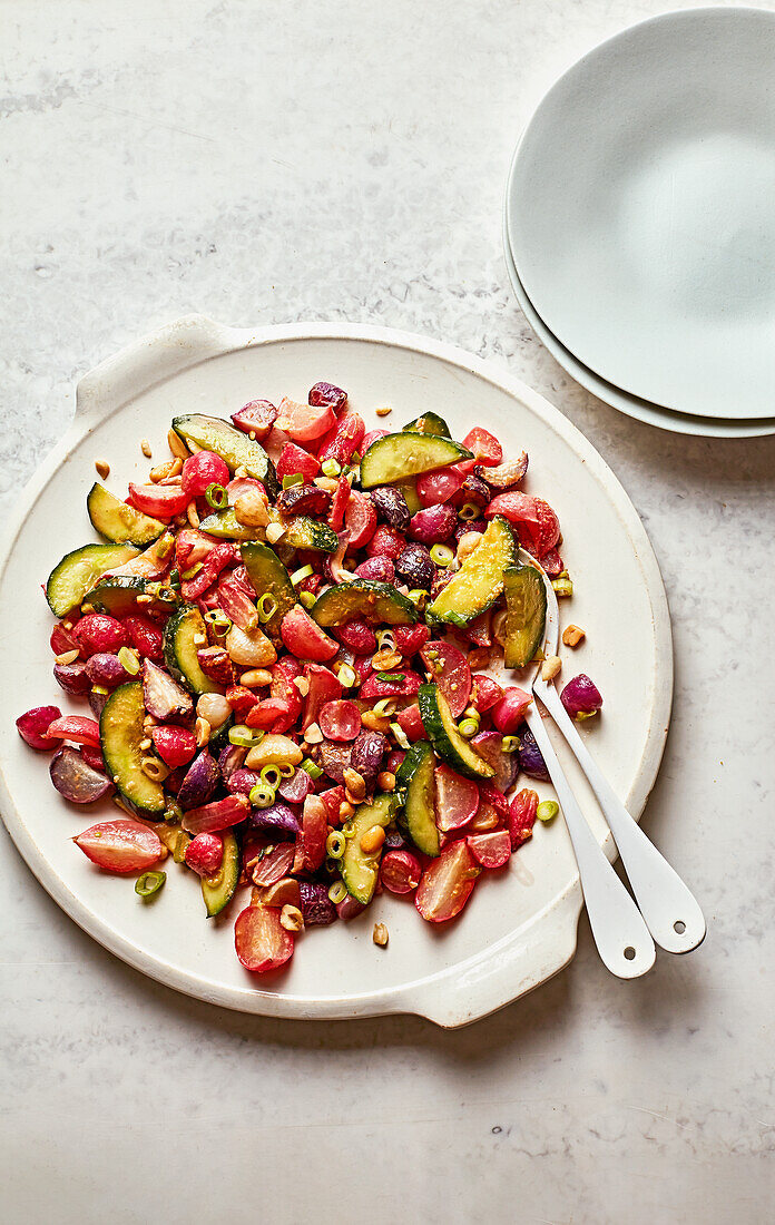 Roasted radish and peanut salad