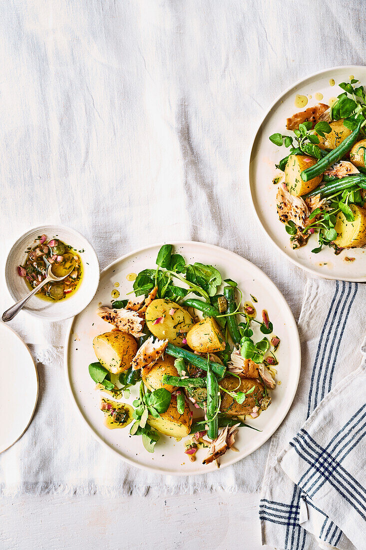 Mackerel potato salad with green beans