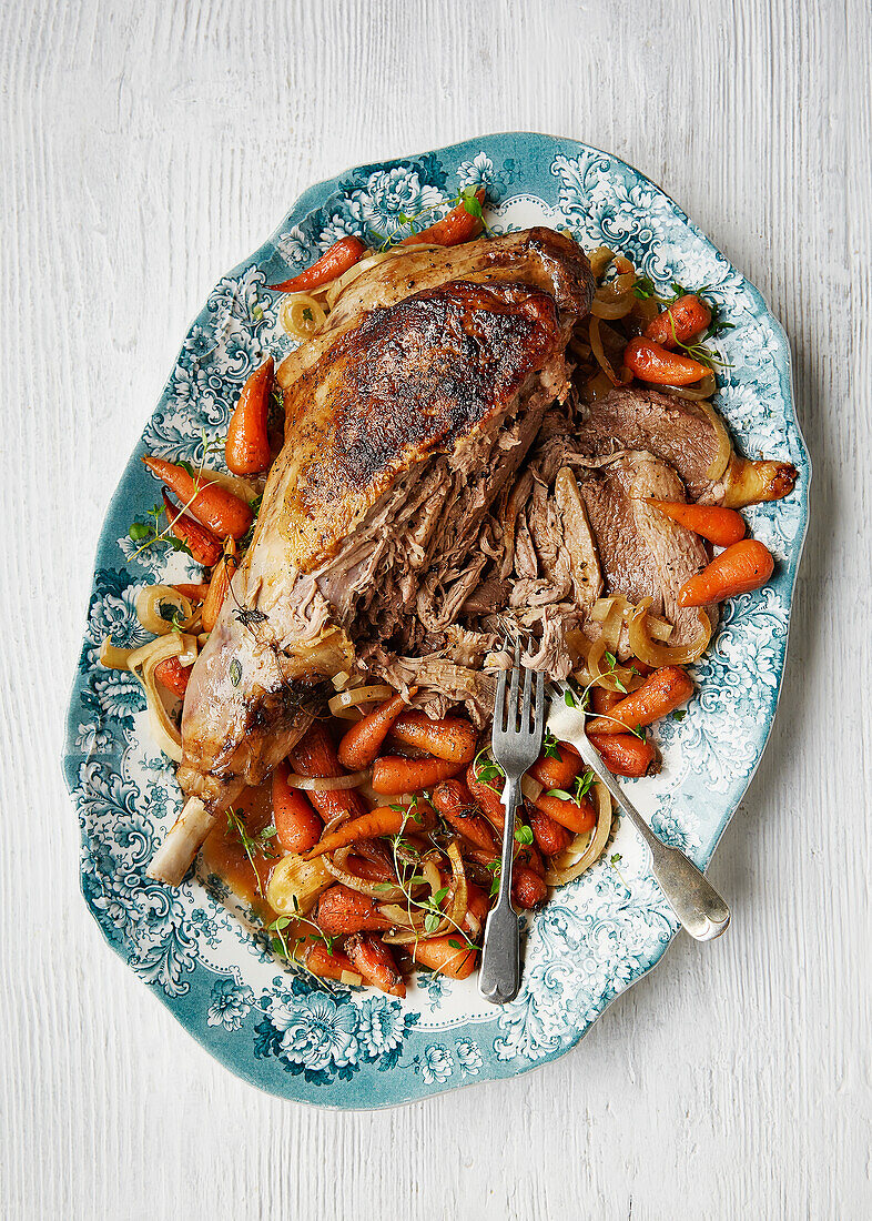 Lamb roast with carrots