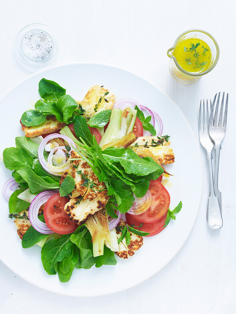 Orangen-Fenchel-Salat mit Haloumi