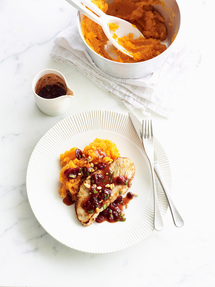 Turkey with sweet potato mash
