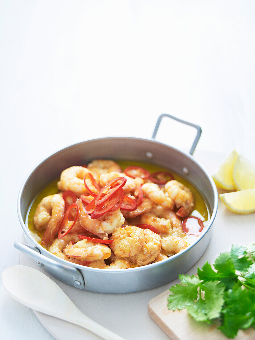 Butter-chilli garlic prawns