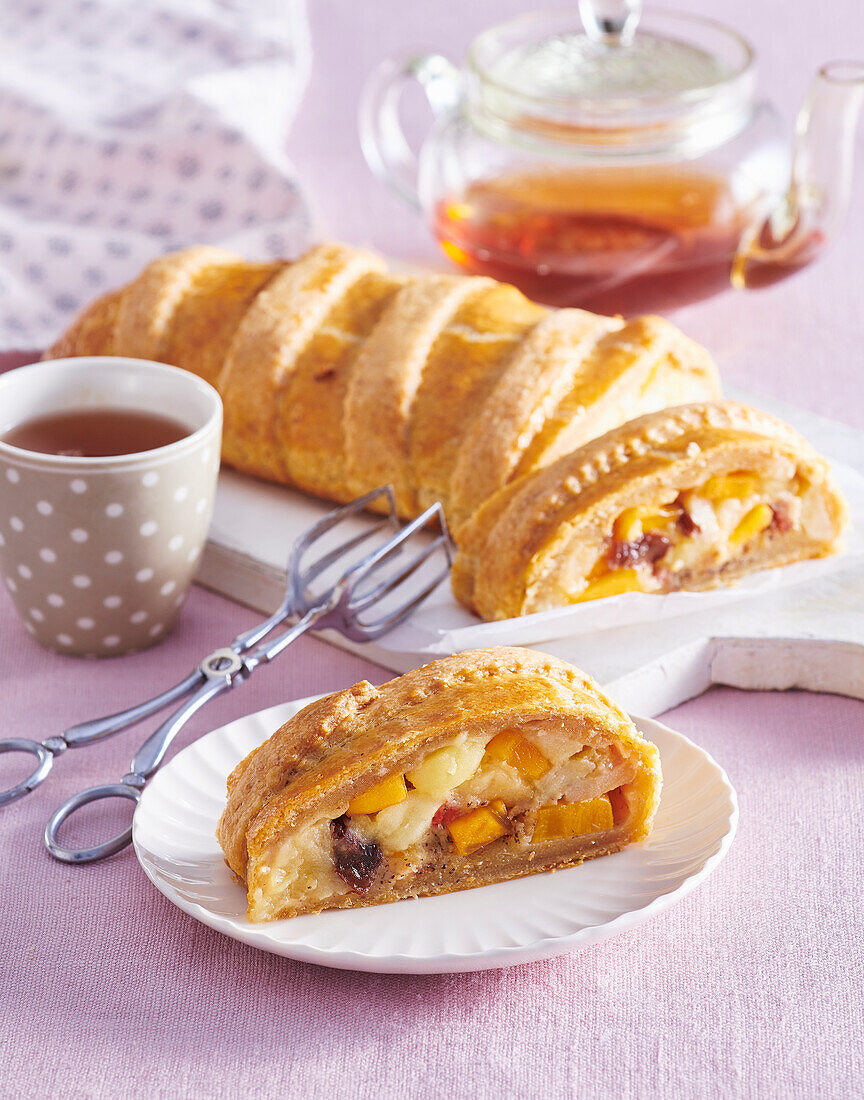 Apple strudel with persimmon