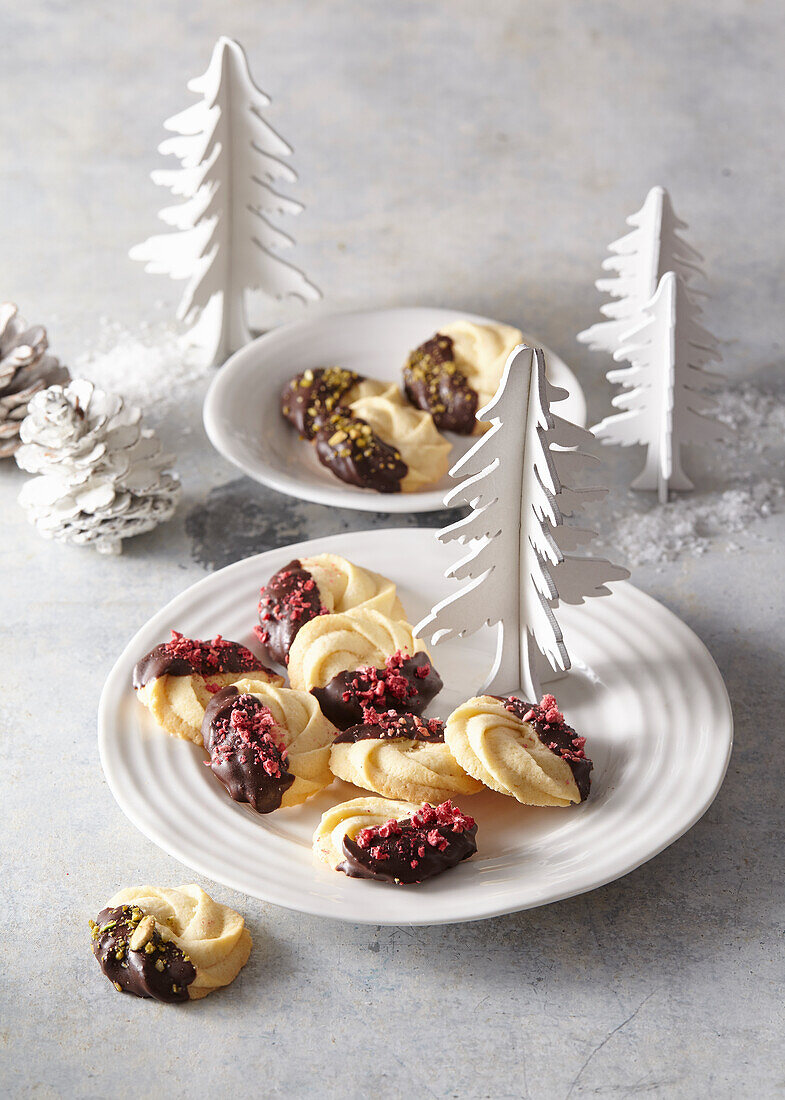 Danish butter cookies with chocolate icing