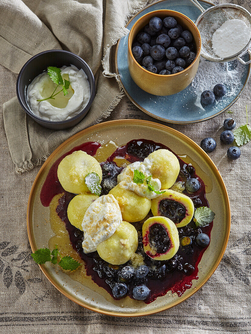 Semolina blueberry dumplings