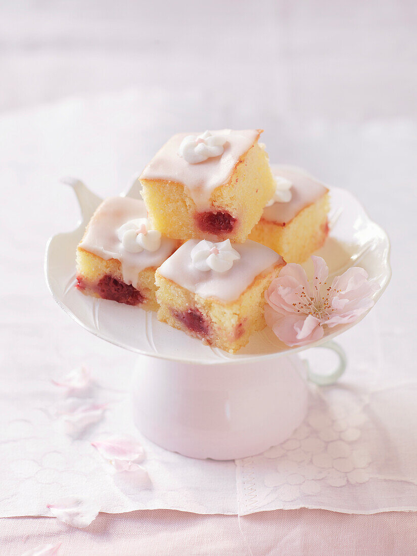 Raspberry almond petit fours