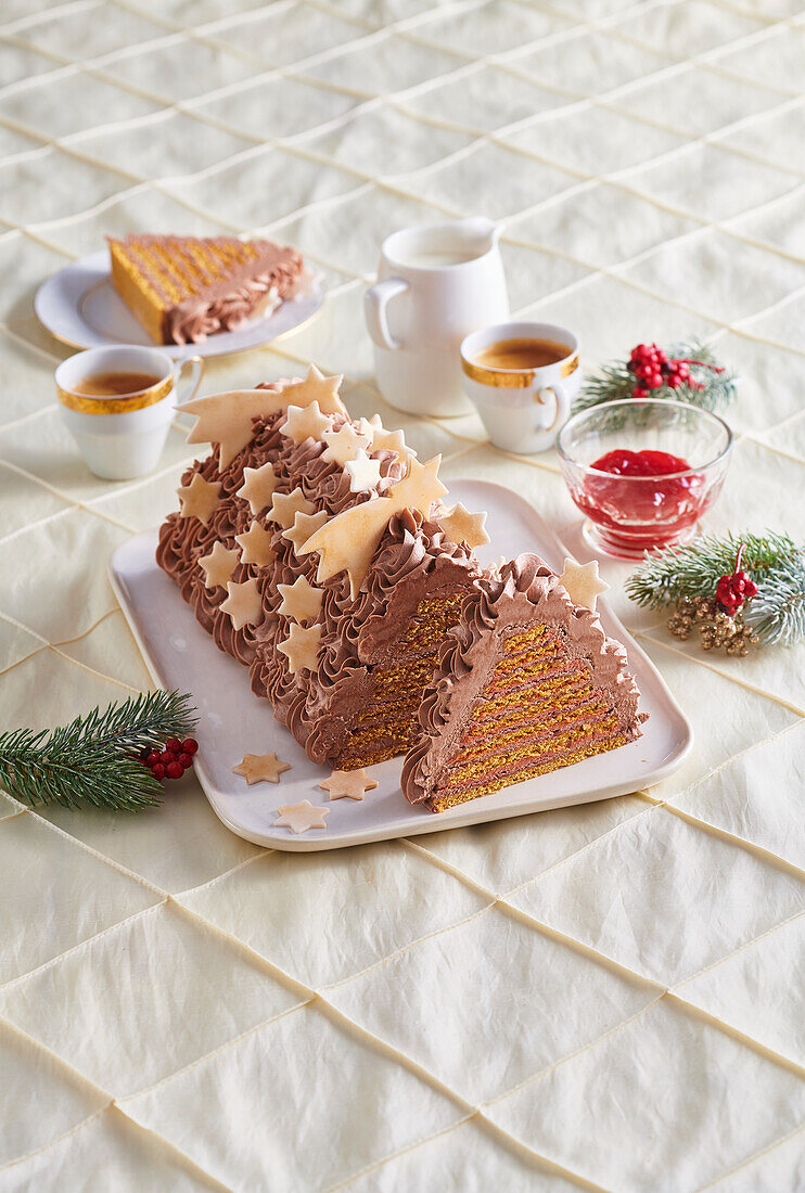 Triangular festive cake