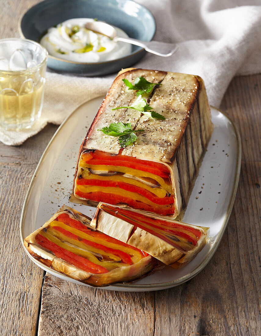 Eggplant and pepper terrine