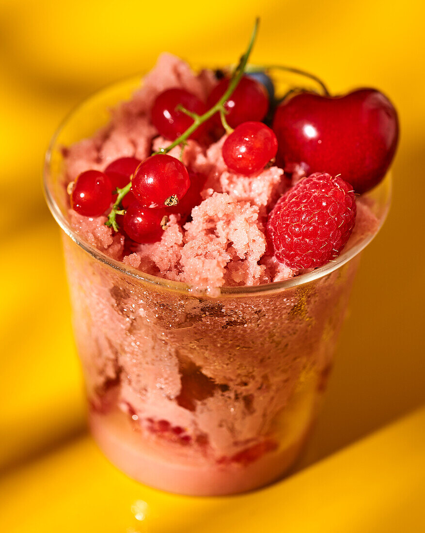 Granita with red fruit