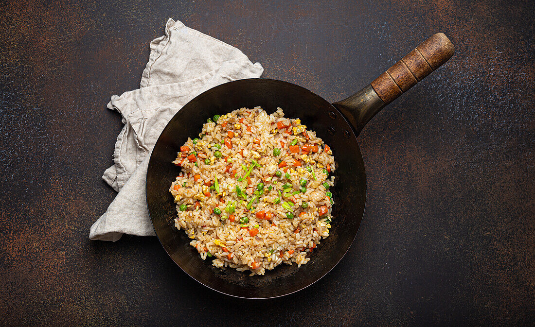 Asian fried rice with egg and vegetables