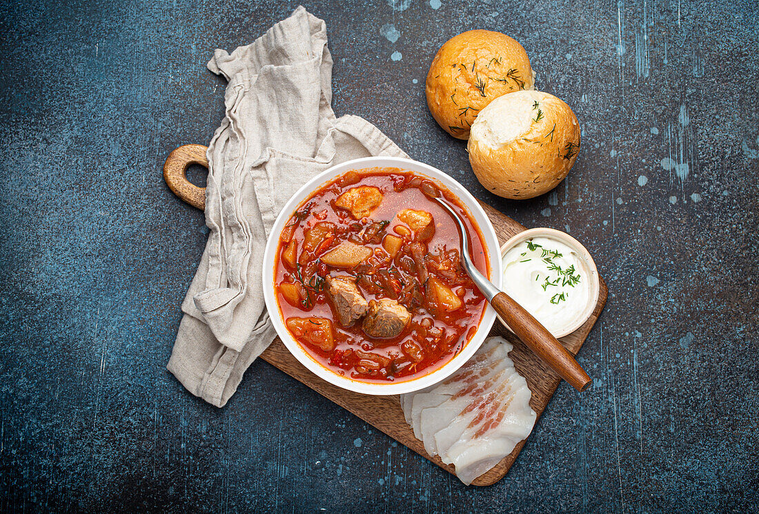 Ukrainian borsch (beetroot soup with meat)