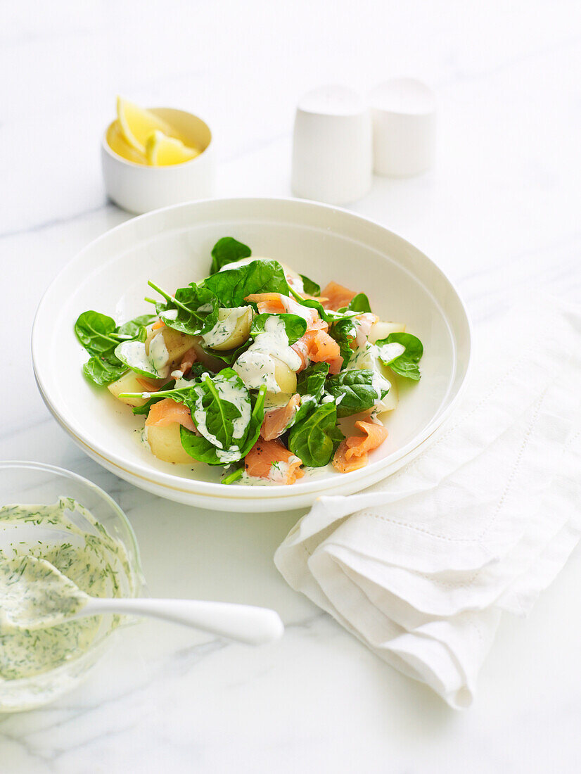 Smoked salmon and potato salad