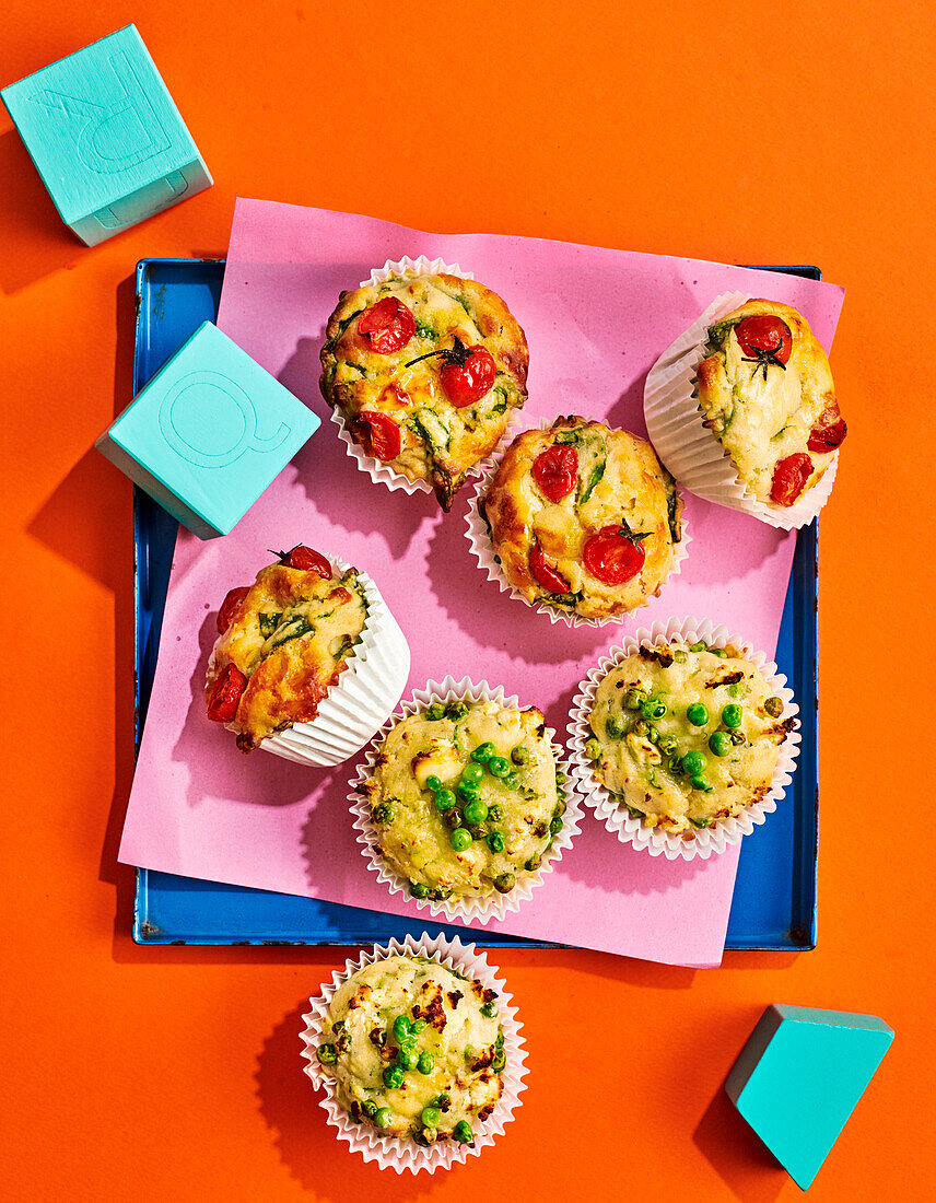 Zweierlei Pfannkuchen-Muffins mit Frühlingsgemüse