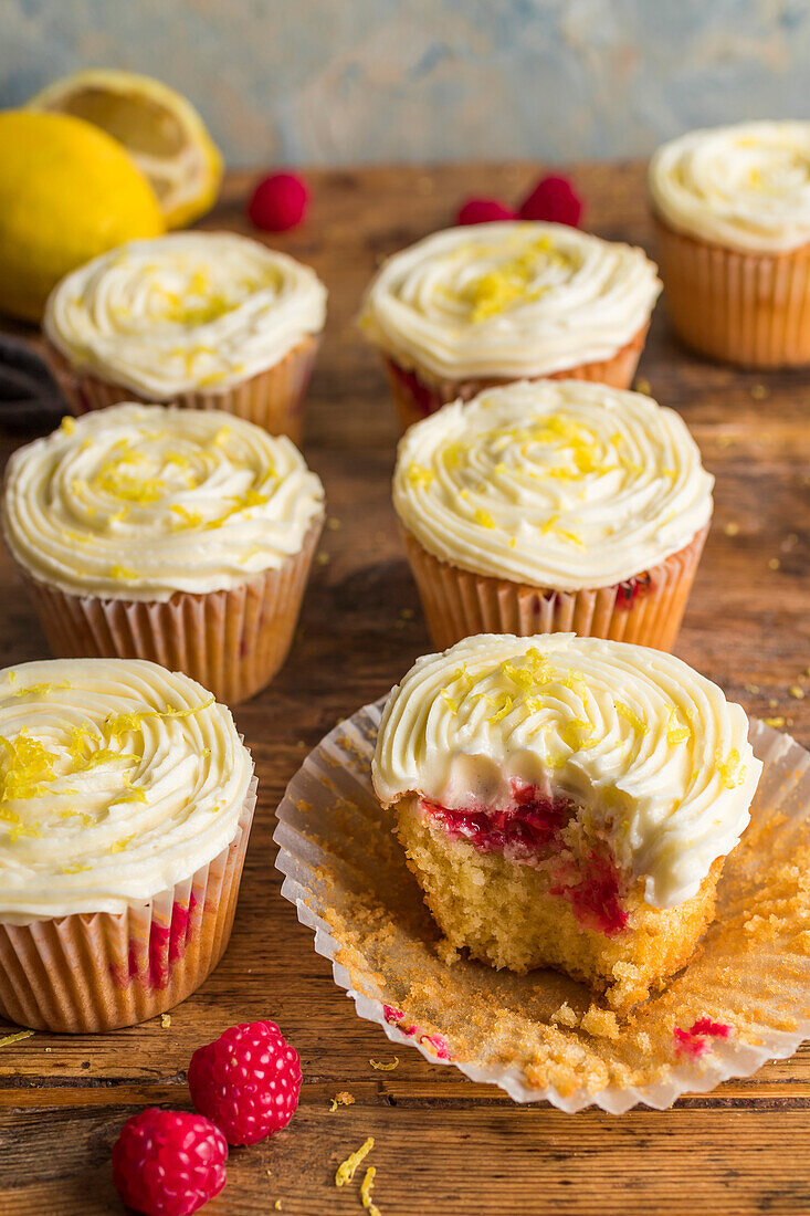 Raspberry muffins with lemon buttercream