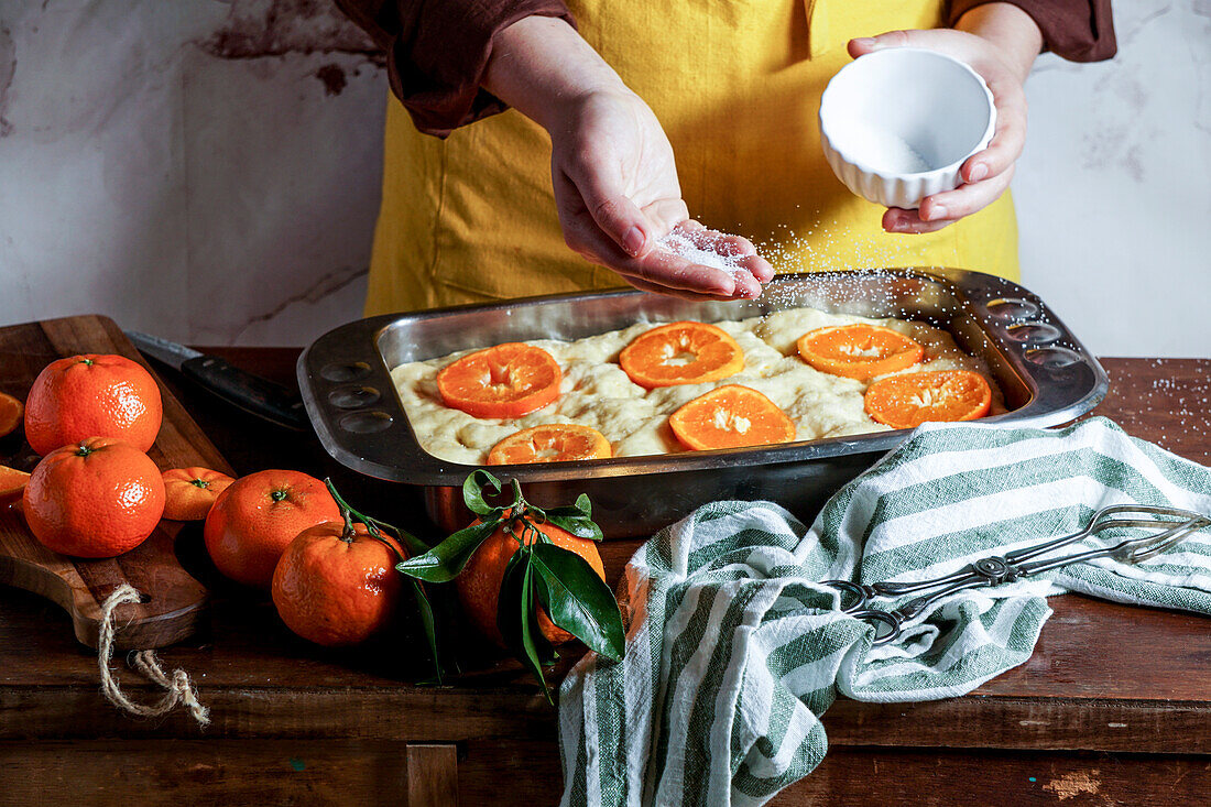 Sweet Focaccia with oranges