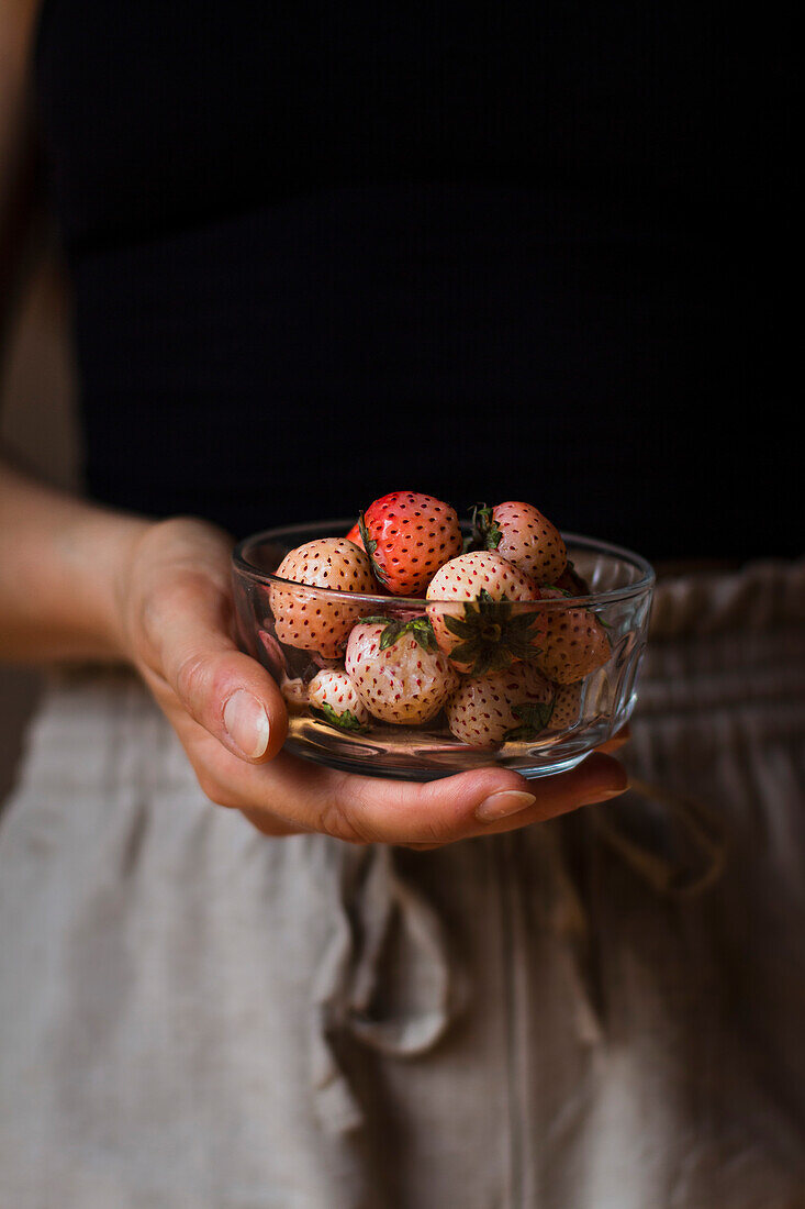 Bowl of pineapple strawberries