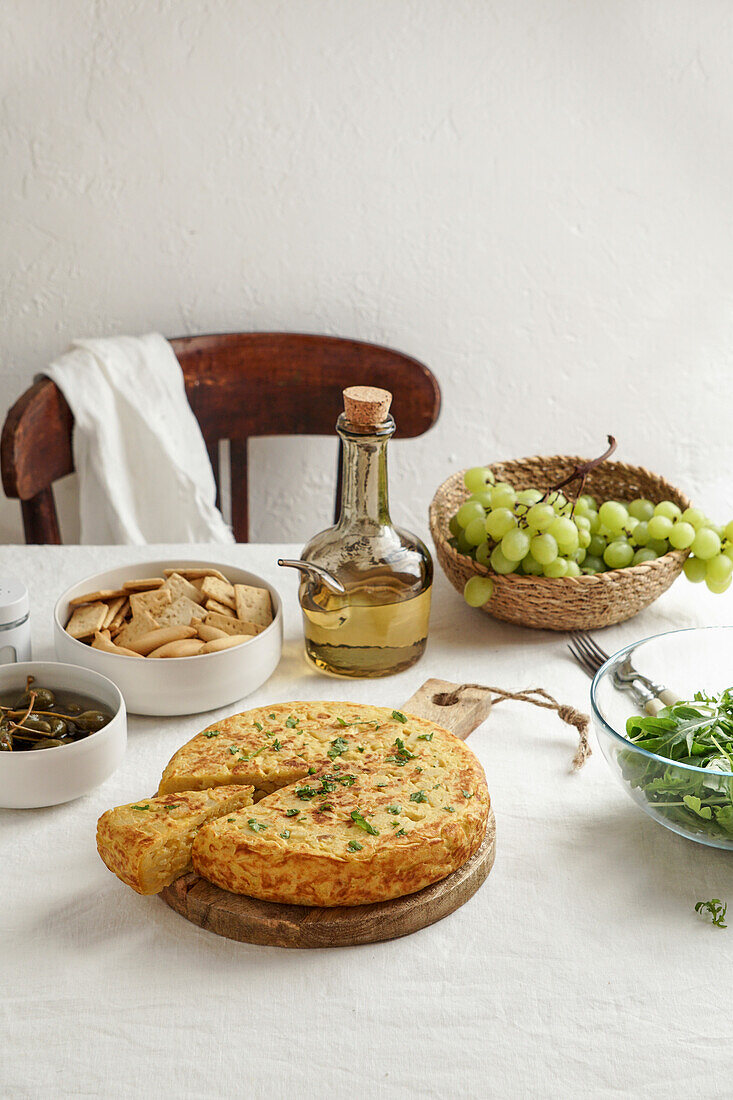 tortilla de patatas, Spanish omelette with potatoes, typical Spanish cuisine