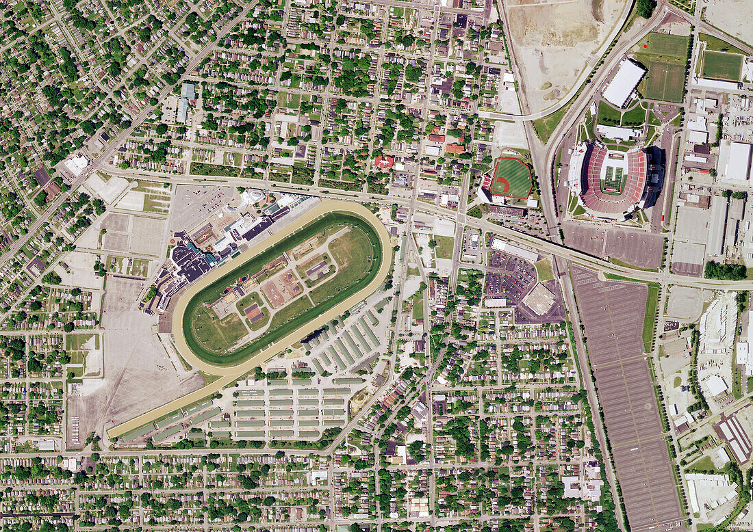 Churchill Downs and Cardinal Stadium, USA, satellite image